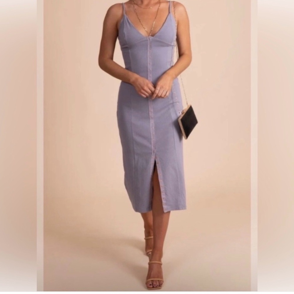NEW Free People‎ Make it Snappy Lilac Bodycon Midi Slip Dress Small Soft Girl